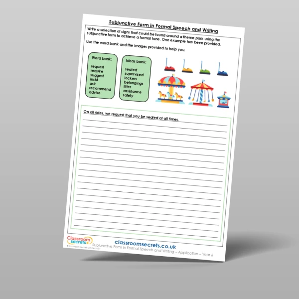 An image of the Subjunctive Form in Formal Speech and Writing Application Resource