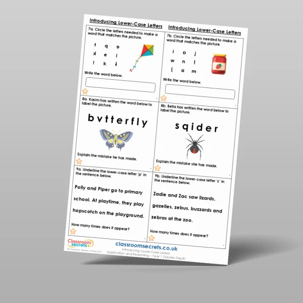 An image of the Introducing Lower-Case Letters Application and Reasoning Resource