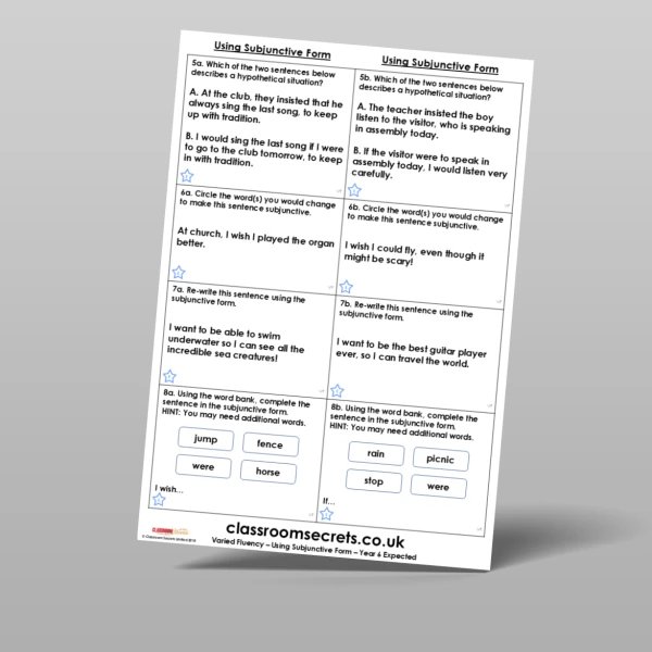 An image of the Using Subjunctive Form Varied Fluency Resource