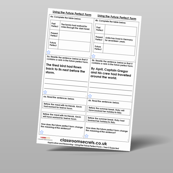 Year 5 Using The Future Perfect Form Application And Reasoning Resource ...