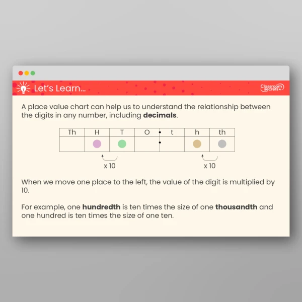 An image of the Place Value - Integers and Decimals Teaching PPT Resource