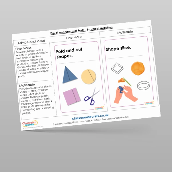 An image of the Equal and Unequal Parts Practical Activities Resource