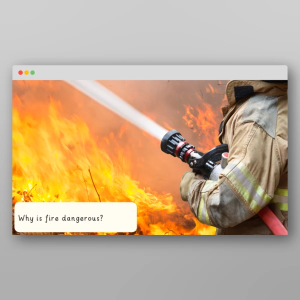 An image of the Fire Safety I Wonder Discussion Prompts Resource