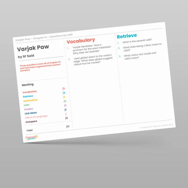 An image of the Reading Skills - Varjak Paw - Chapter 31 Resource