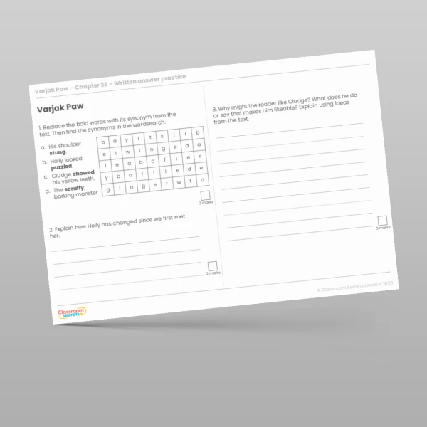 An image of the Reading Skills - Varjak Paw - Chapter 26 Resource