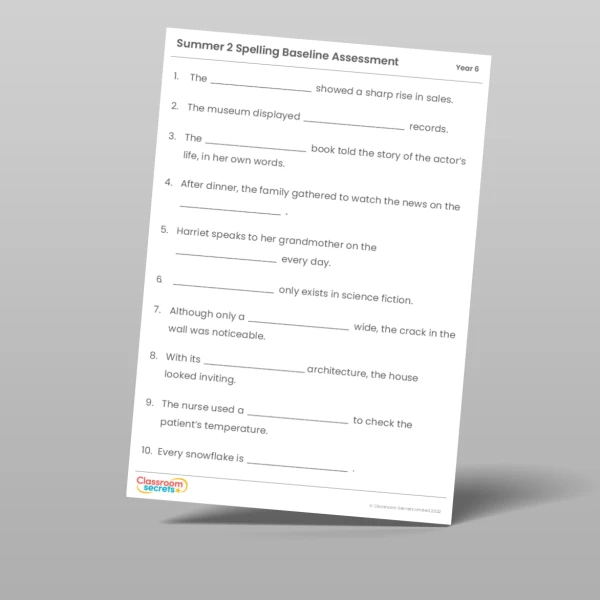 An image of the Summer 2 Baseline Assessment Resource