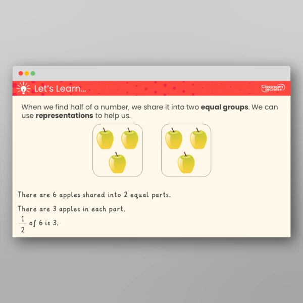 An image of the Find a Half Teaching PPT Resource