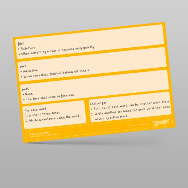 An image of the Summer 1 Week 1 Wake Up and Work Resource