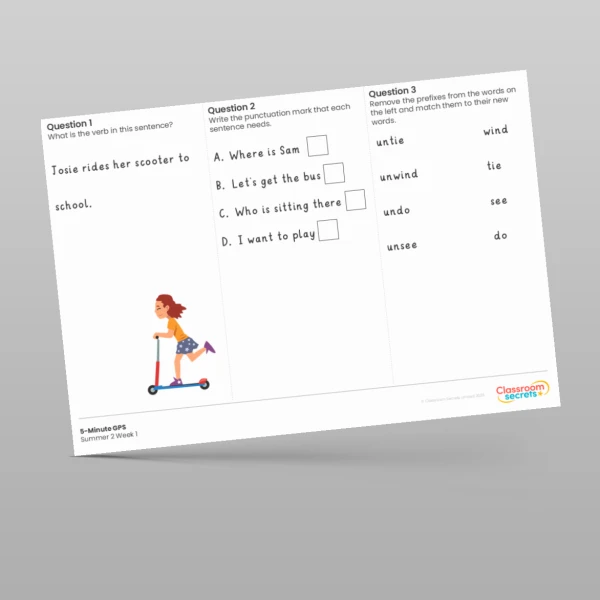 An image of the 5-Minute GPS Summer 2 Week 1 Resource