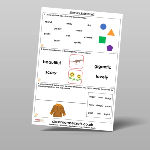 An image of the What are Adjectives? Homework Resource