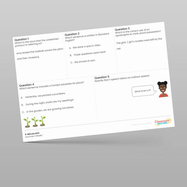 An image of the 5-Minute GPS Summer 2 Week 1 Resource