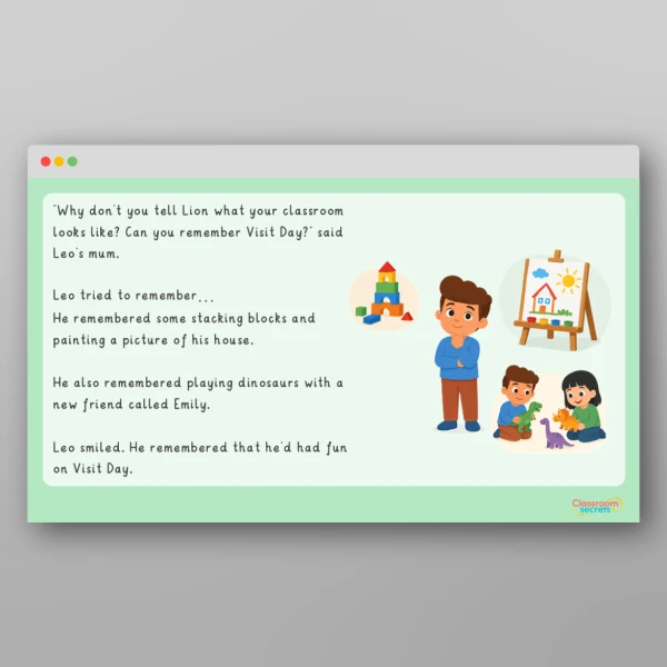An image of the Starting Reception School Readiness Story Resource