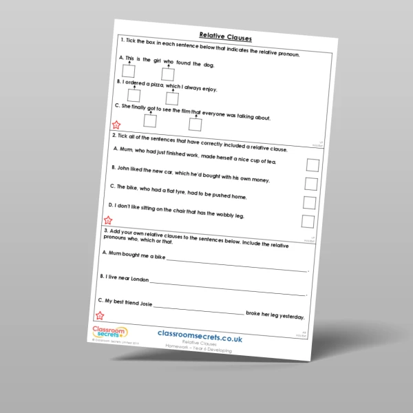 An image of the Free Relative Clauses Homework Resource