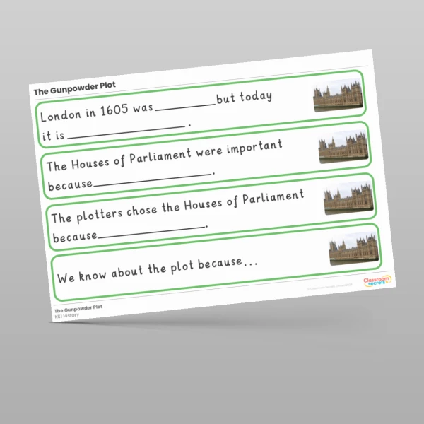 An image of the The Gunpowder Plot Stem Sentences Resource
