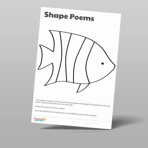 An image of the Shape Poems Worksheet Resource