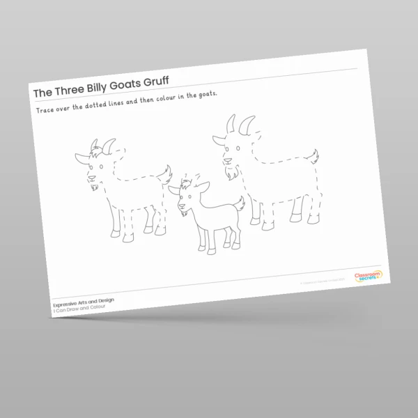 An image of the The Three Billy Goats Gruff I Can Draw and Colour Resource