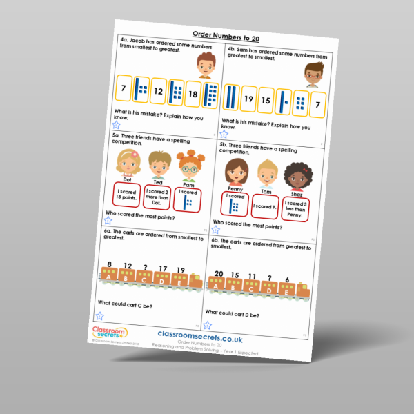 Order Numbers Yearone Year 1 Order Numbers Reasoning And Problem Solving Resource | Classroom ...