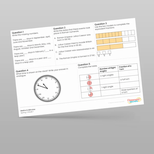An image of the Spring 2 Week 1 Maths in Minutes Resource