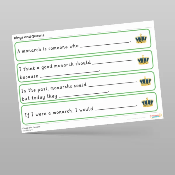 An image of the Kings and Queens Stem Sentences Resource