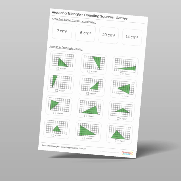 An image of the Area of a Triangle - Counting Squares Tutor Game Resource