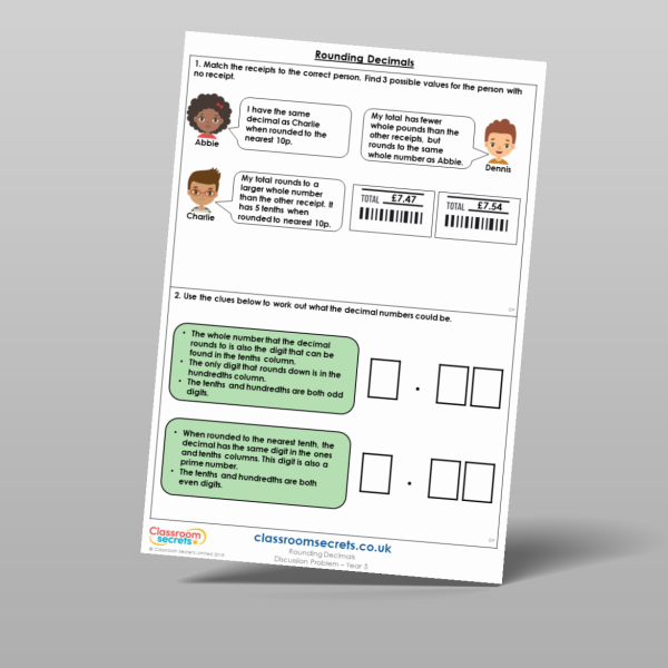 Year 5 Rounding Decimals Discussion Problem Resource | Classroom Secrets