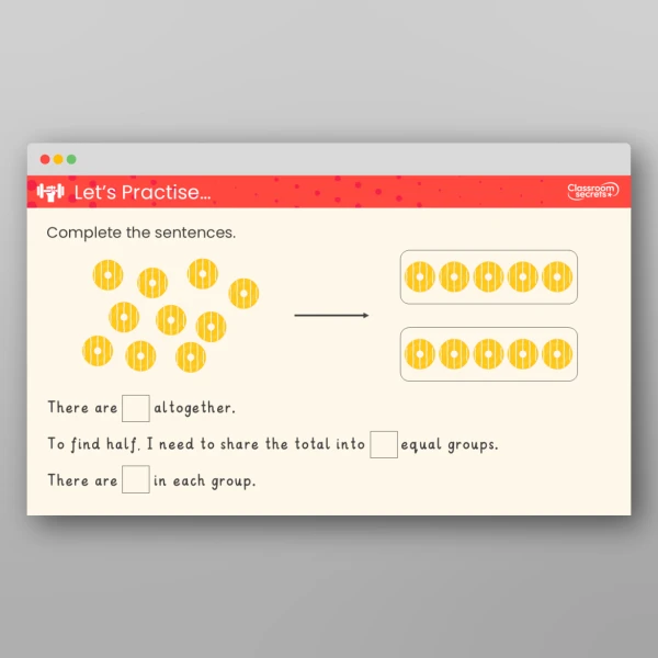 An image of the Find a Half of a Quantity Teaching PPT Resource