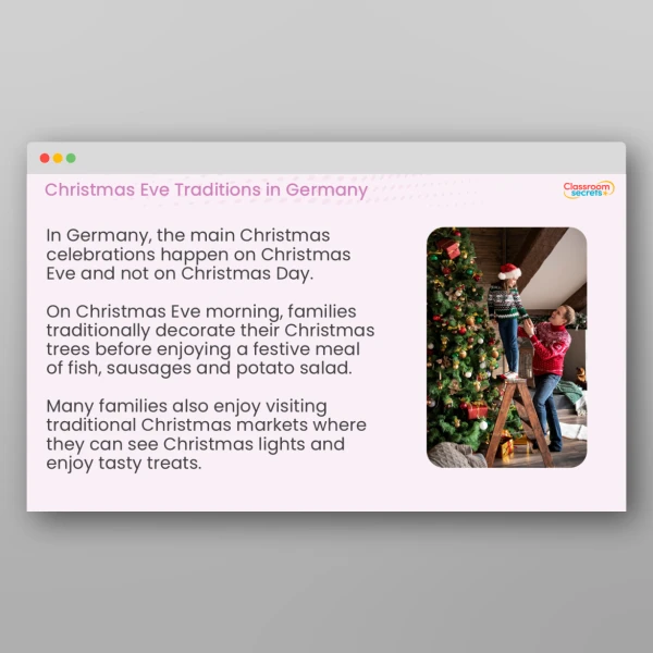An image of the Christmas Eve Traditions Whole School Assembly PPT Resource