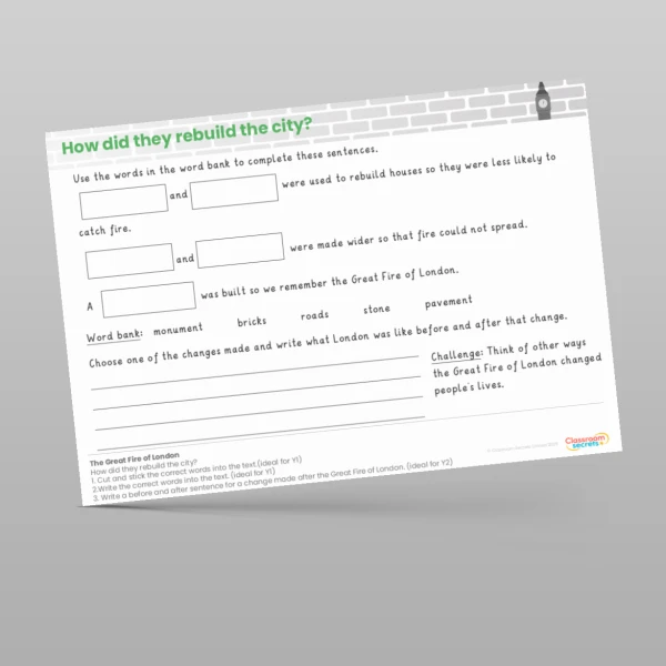 An image of the Lesson 5: How Did They Rebuild the City? Worksheet Resource