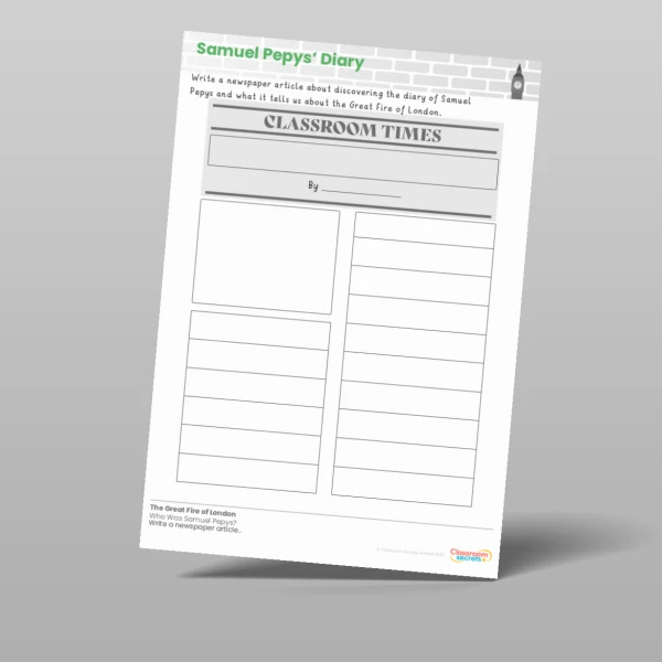 An image of the Lesson 4: Who Was Samuel Pepys? Worksheet Resource