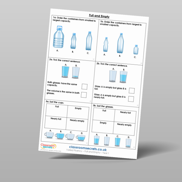 Year 1 Full And Empty Varied Fluency Resource | Classroom Secrets