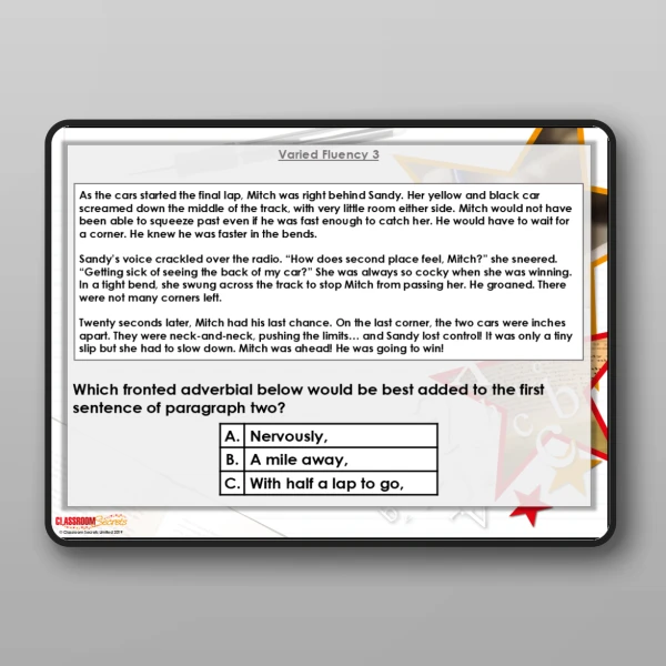 An image of the Using Fronted Adverbials in Paragraphs Modelling PPT Resource