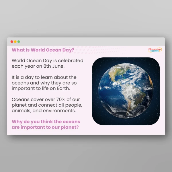 An image of the World Ocean Day Whole School Assembly Resource