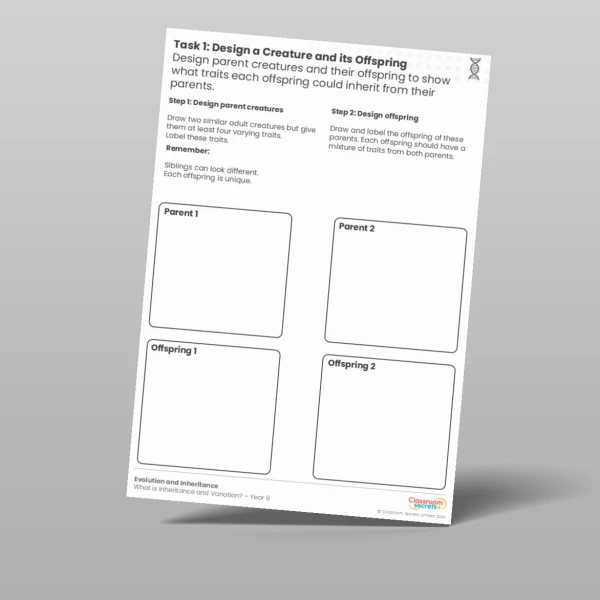 An image of the Lesson 4: Design a Creature and its Offspring Worksheet Resource