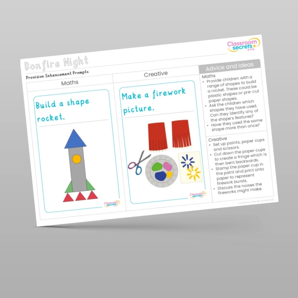 An image of the Bonfire Night Provision Enhancement Prompts Resource