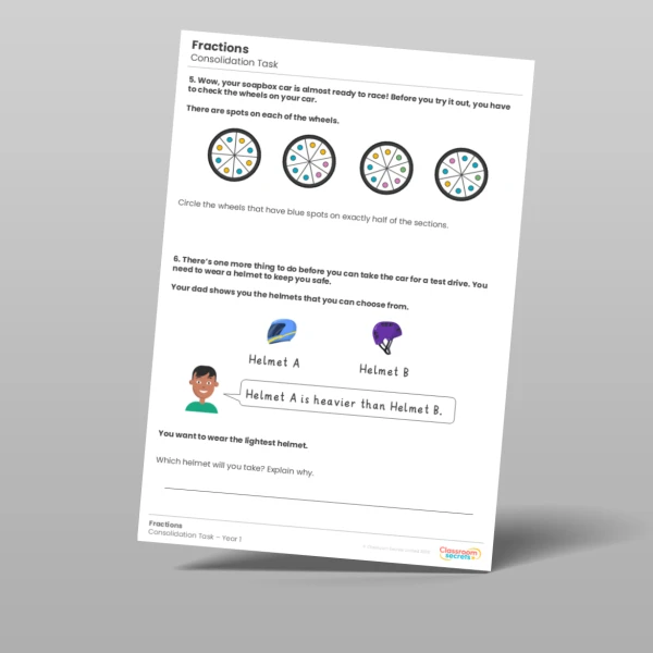 An image of the Fractions Consolidation Task Resource
