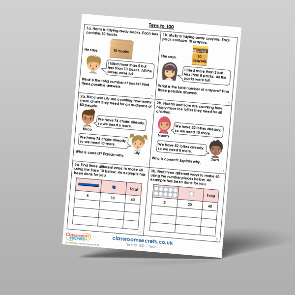 Year 1 Tens To 100 Reasoning And Problem Solving Resource | Classroom ...