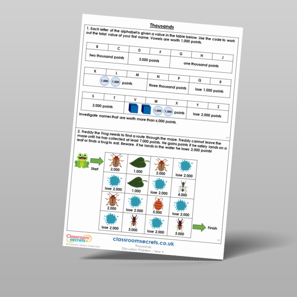 Year 4 Thousands Discussion Problem Resource | Classroom Secrets