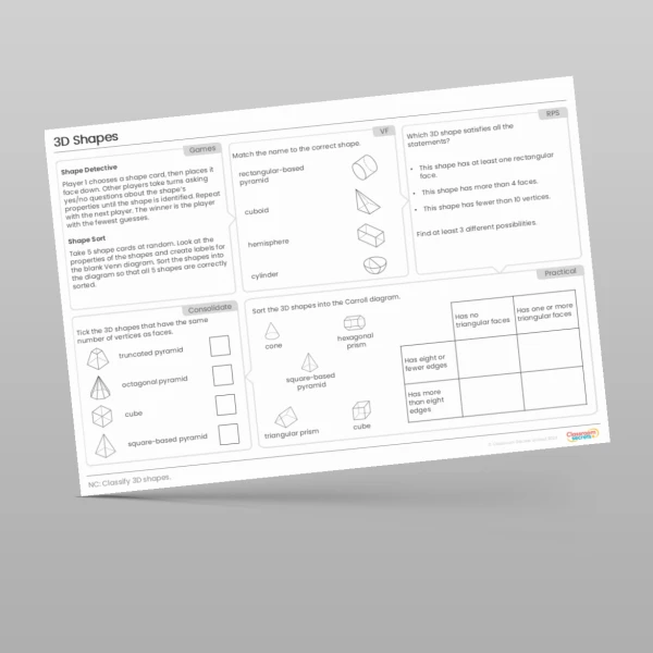 An image of the 3D Shapes Tutor Mat Resource