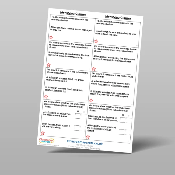 An image of the Free Identifying Clauses Varied Fluency Resource