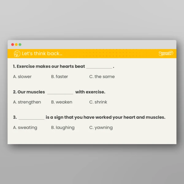An image of the Lesson 4: Why is Exercise Important? Investigation Lesson Resource