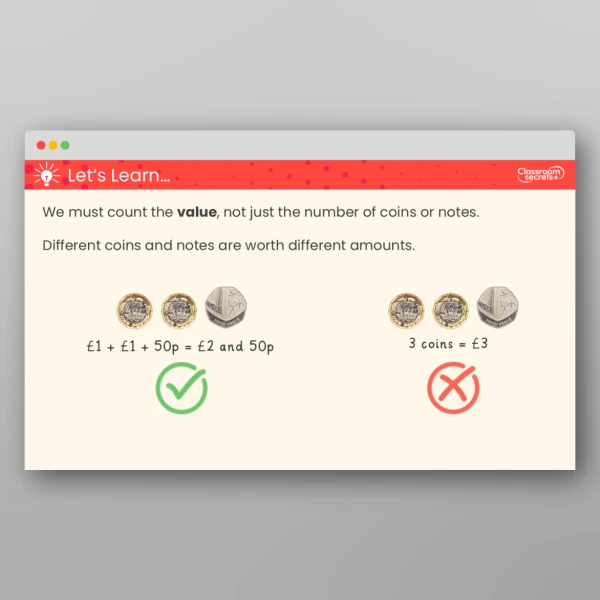 An image of the Count Money (Pounds and Pence) Teaching PPT Resource
