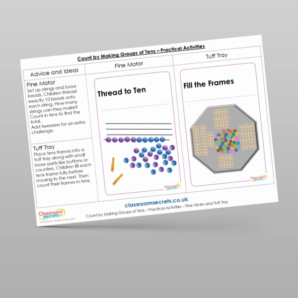 An image of the Count by Making Groups of 10 Practical Activities Resource