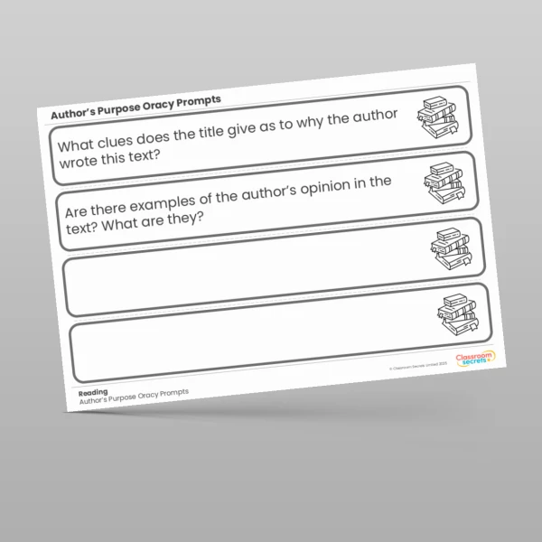 An image of the Author's Purpose Oracy Prompts Resource