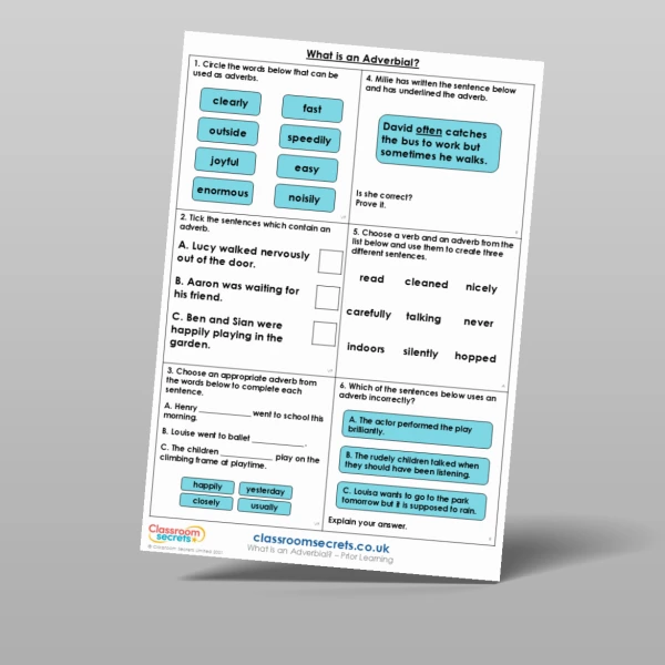 An image of the What is an Adverbial? Prior Learning Resource