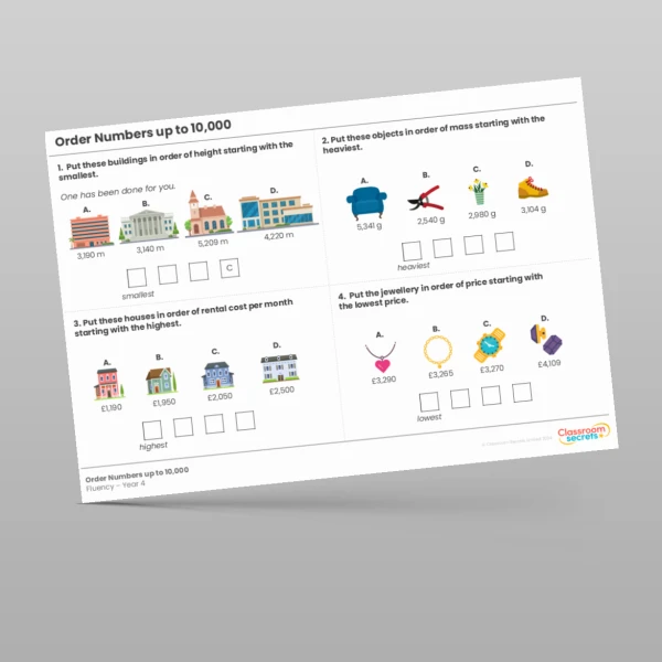 An image of the Order Numbers up to 10,000 Fluency Resource