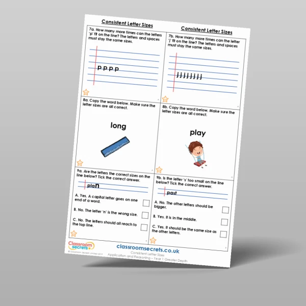 An image of the Consistent Letter Sizes Application and Reasoning Resource
