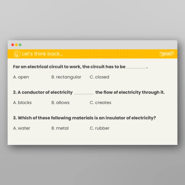 An image of the Lesson 6: What are Conductors and Insulators? Investigation Resource