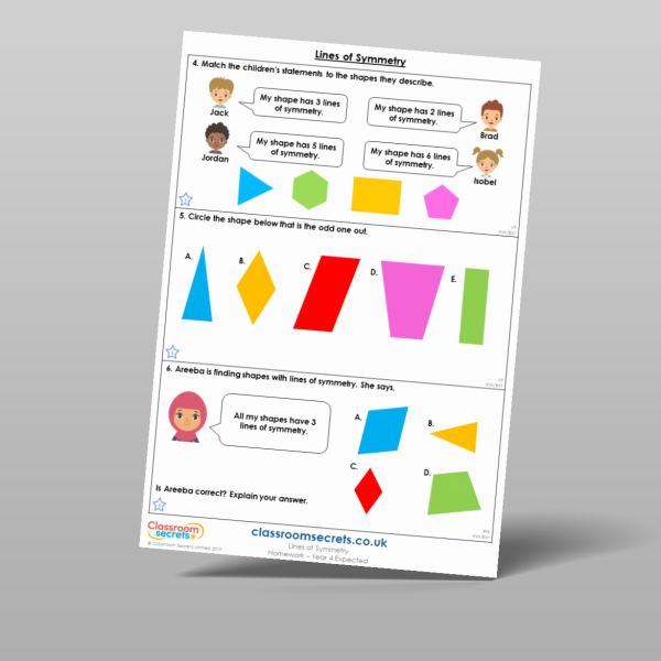 Year 4 Lines Of Symmetry Homework Resource | Classroom Secrets