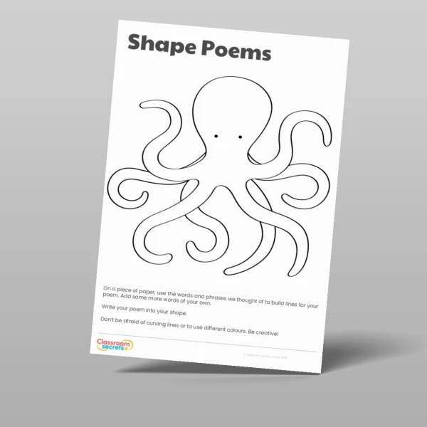 An image of the Shape Poems Worksheet Resource