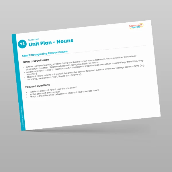 An image of the Nouns Unit Plan Resource